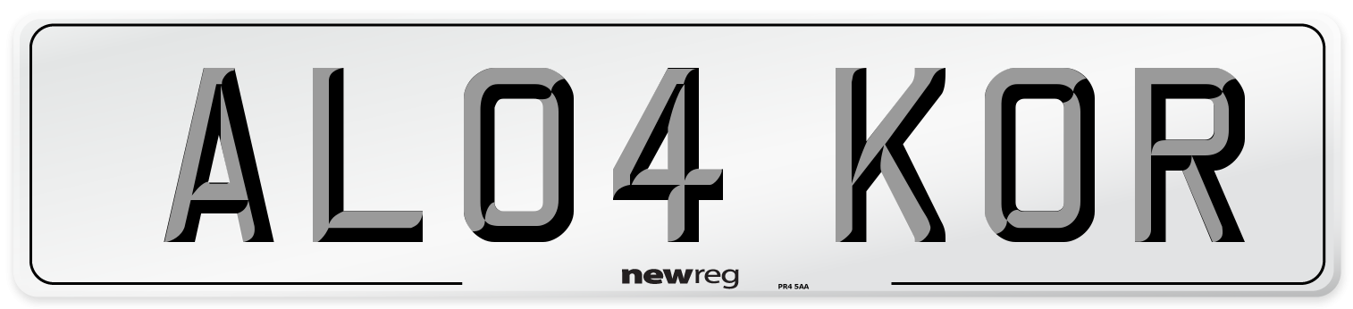 AL04 KOR Number Plate from New Reg